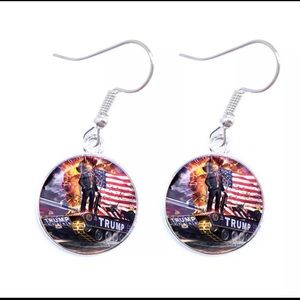 Trump MAGA silver tone earrings